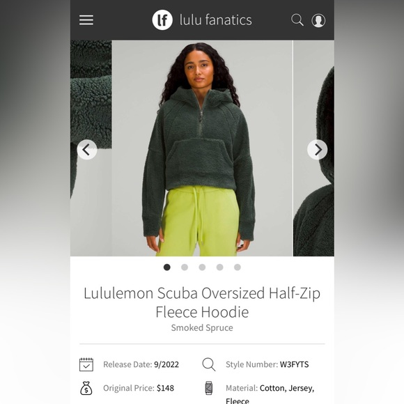 NWT Lululemon Oversized Cropped Half-Zip Fleece Hooded Scuba XS/S Smoked Spruce - Picture 7 of 12